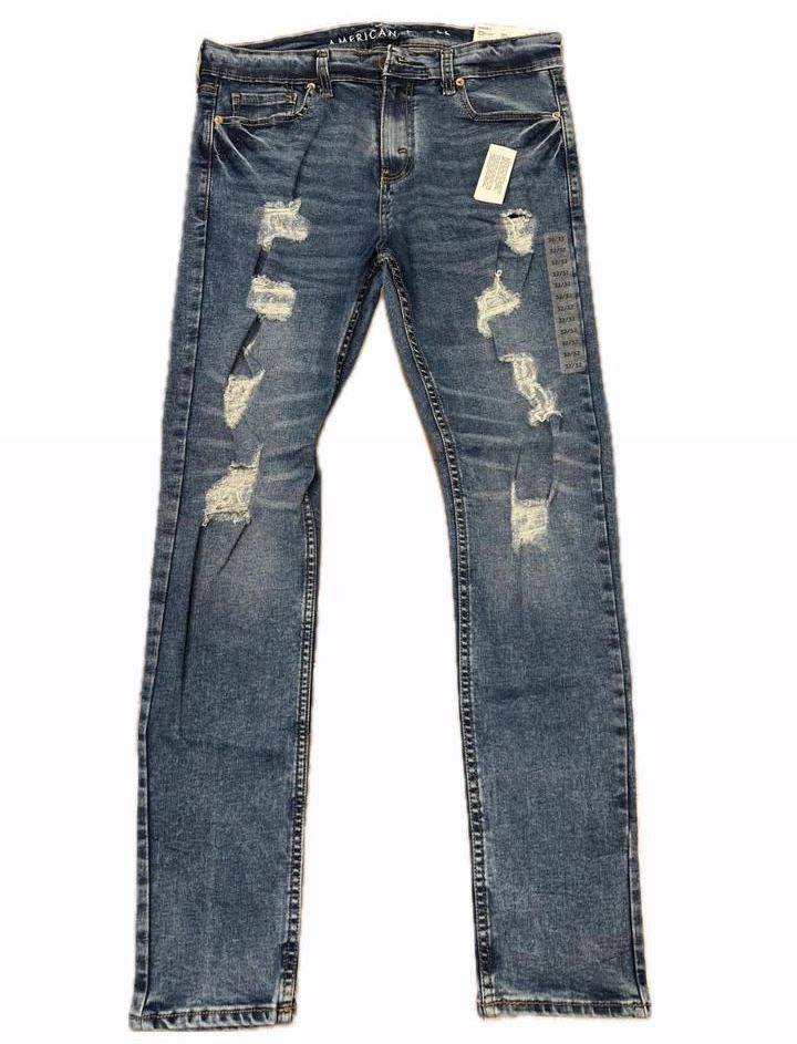 Pantalon American Eagle Azul Rasgado