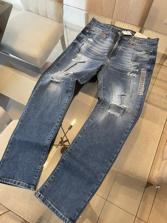 American Eagle Azul Medio Desgarre