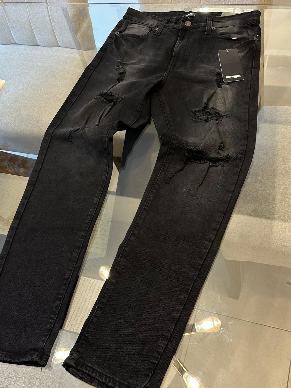 True Religion Gris Rasgado